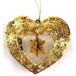 Danbury Mint Romantic Snowflake Inside a Heart 23K Gold Christmas Ornament 2006